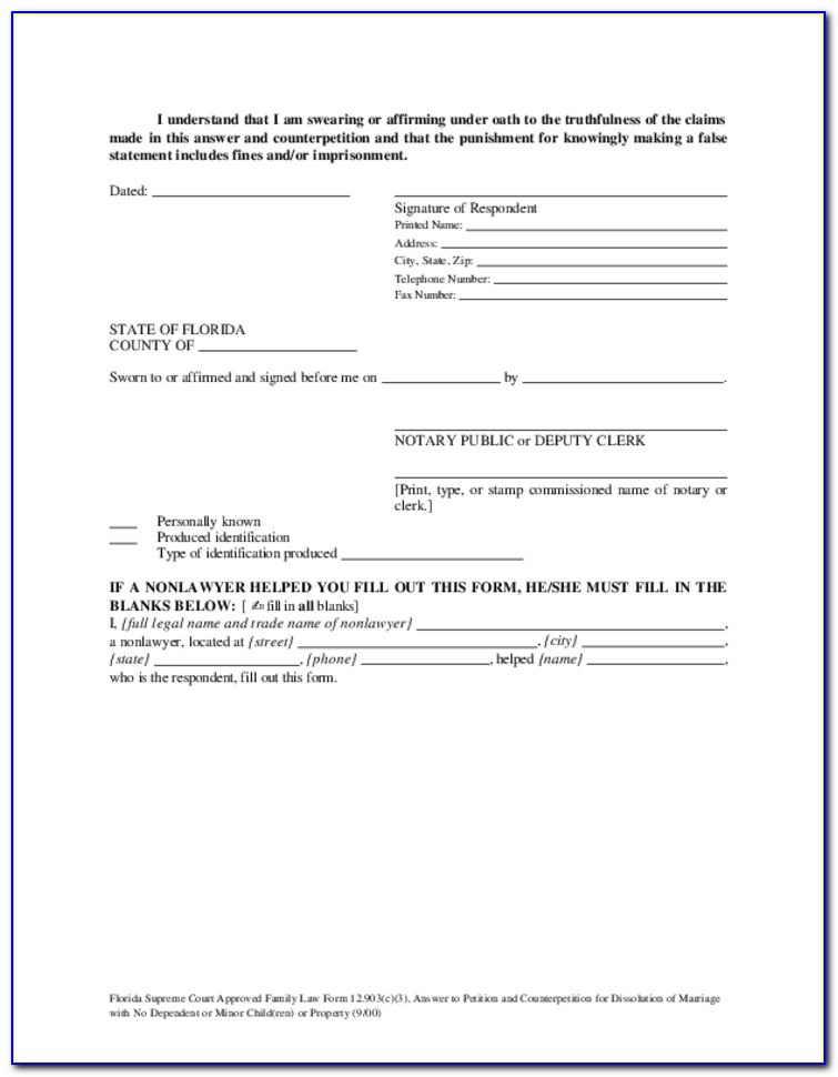Simple Dissolution Of Marriage Florida Forms