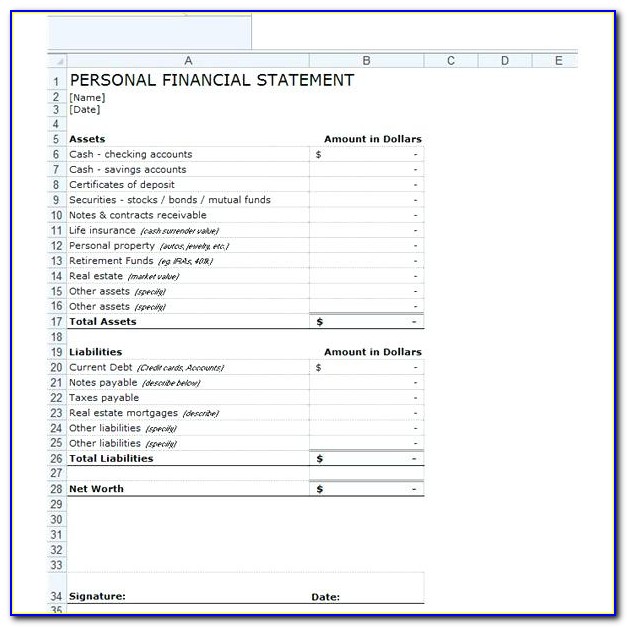 Simple Financial Statement Format Excel