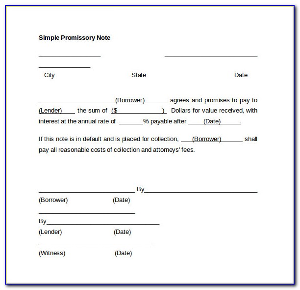 Simple Interest Promissory Note Form