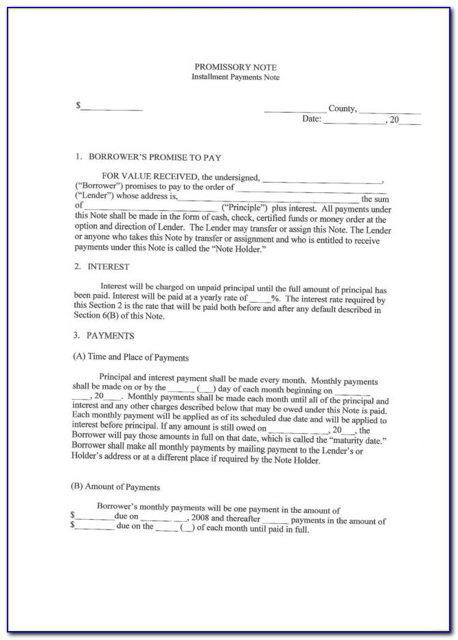 Simple Promissory Note Form Texas