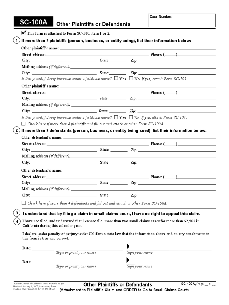 Small Claims Forms California