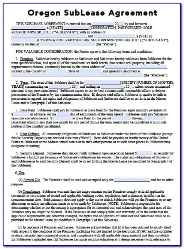 State Of Oregon Landlord Forms