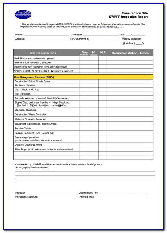 Swppp Inspection Form Florida