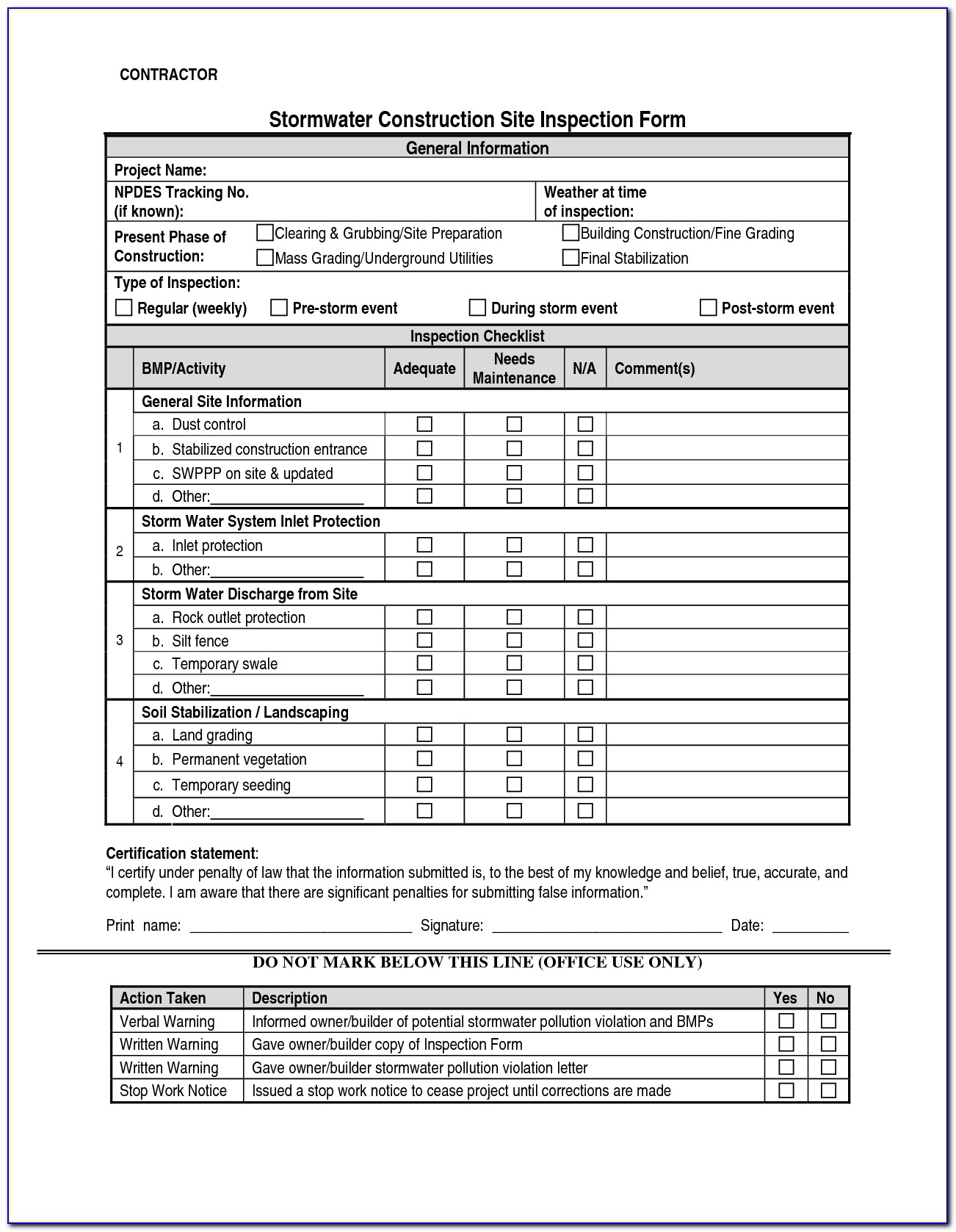 Swppp Inspection Form Texas
