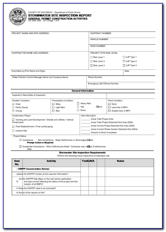 Swppp Inspection Form Utah