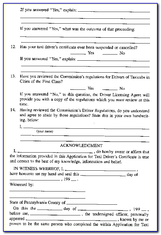 Taxi Driver Application Form Nsw