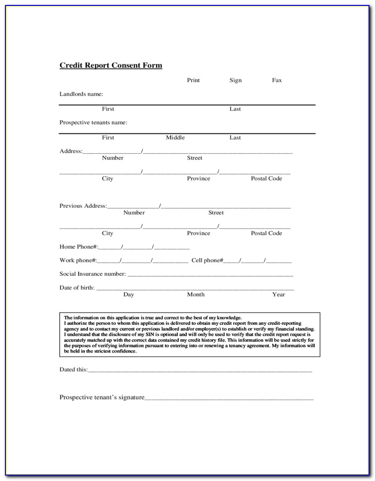 Tenant Credit Report Authorization Form