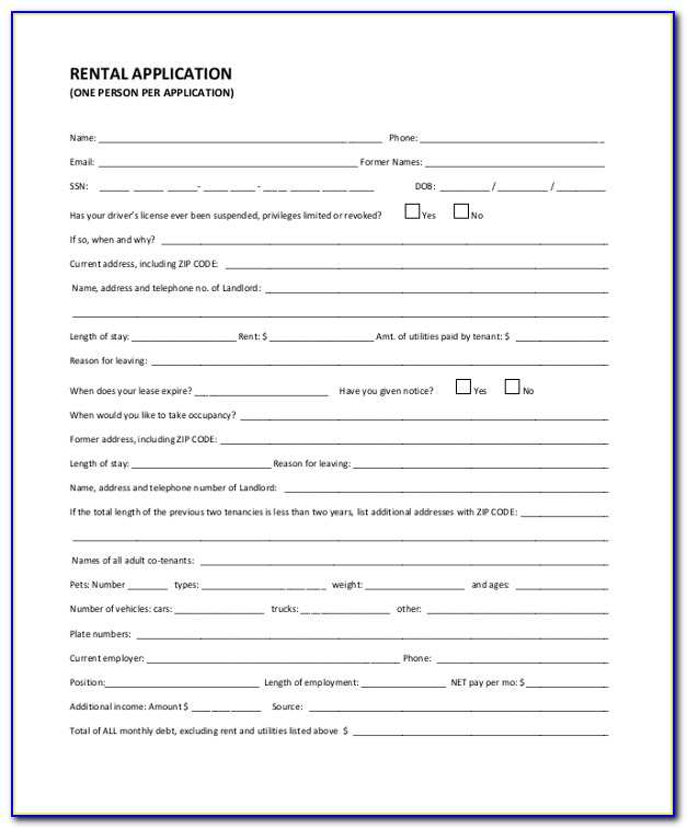 Tenant Screening Application Form