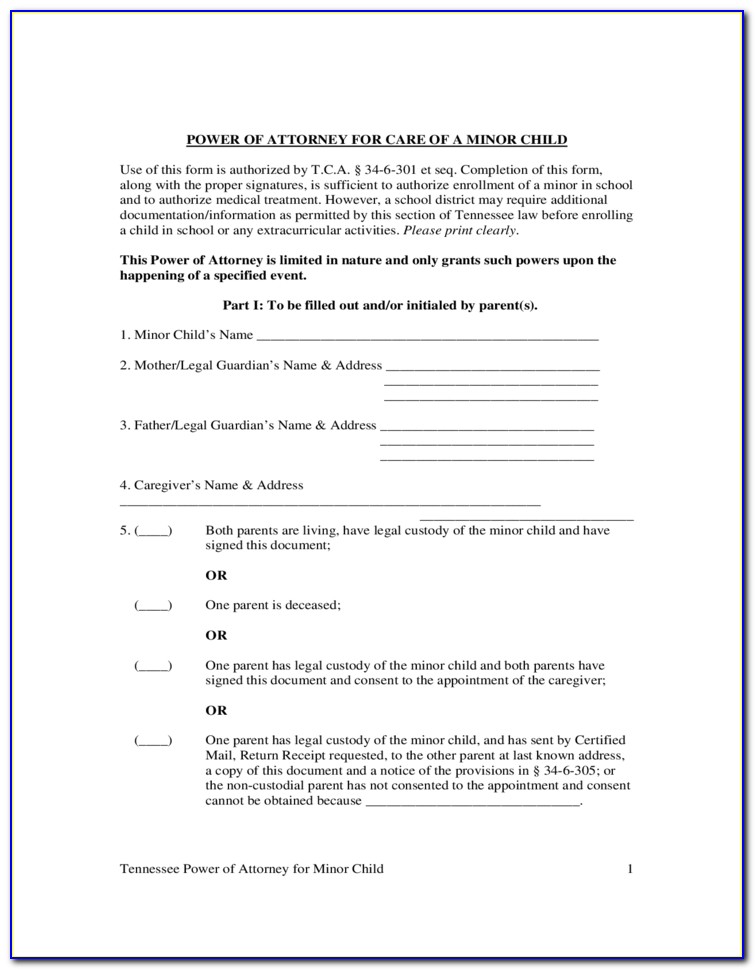 Tennessee Legal Guardianship Forms