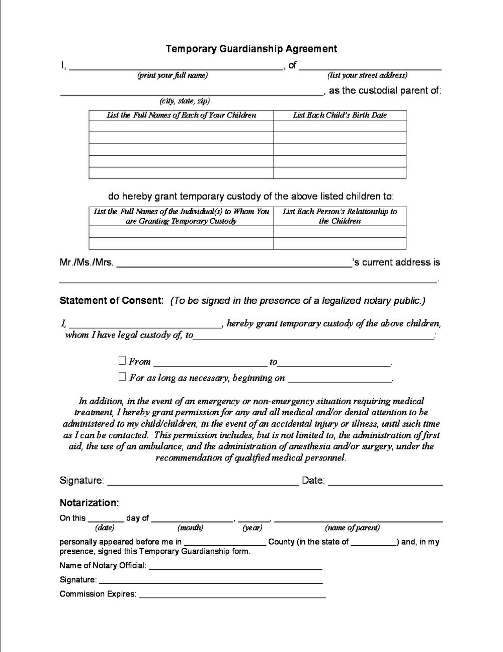 Texas Guardianship Application Form