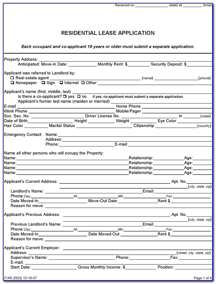 Texas Rental Agreement Form Pdf