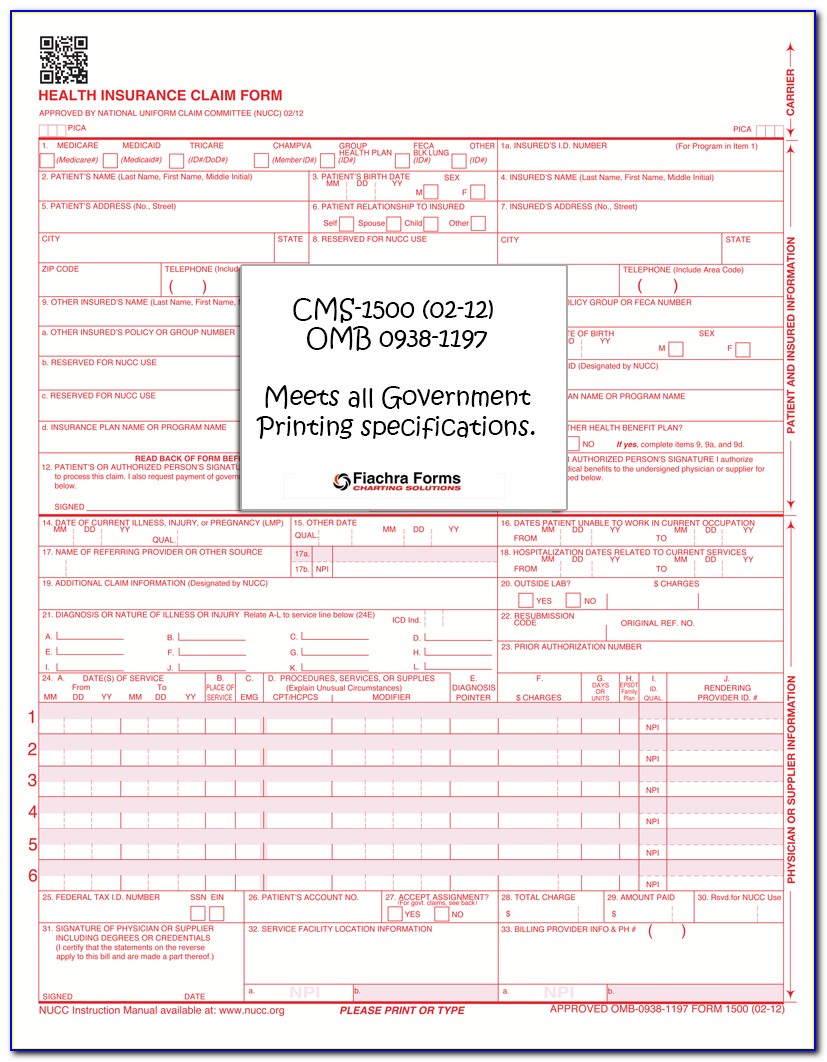 Transition To The Cms 1500 Health Insurance Claim Form (02 12)