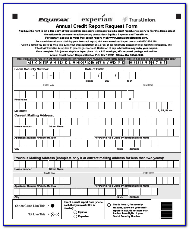 Transunion Free Annual Credit Report Request Form