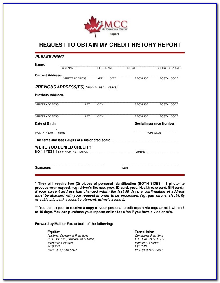 Transunion Free Credit Report Request Form
