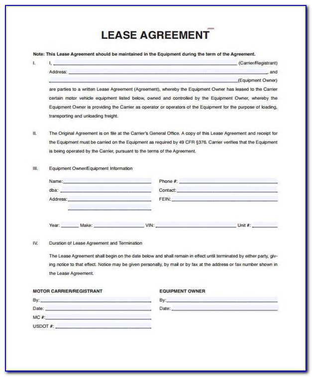 Truck Lease Agreement Form Pdf