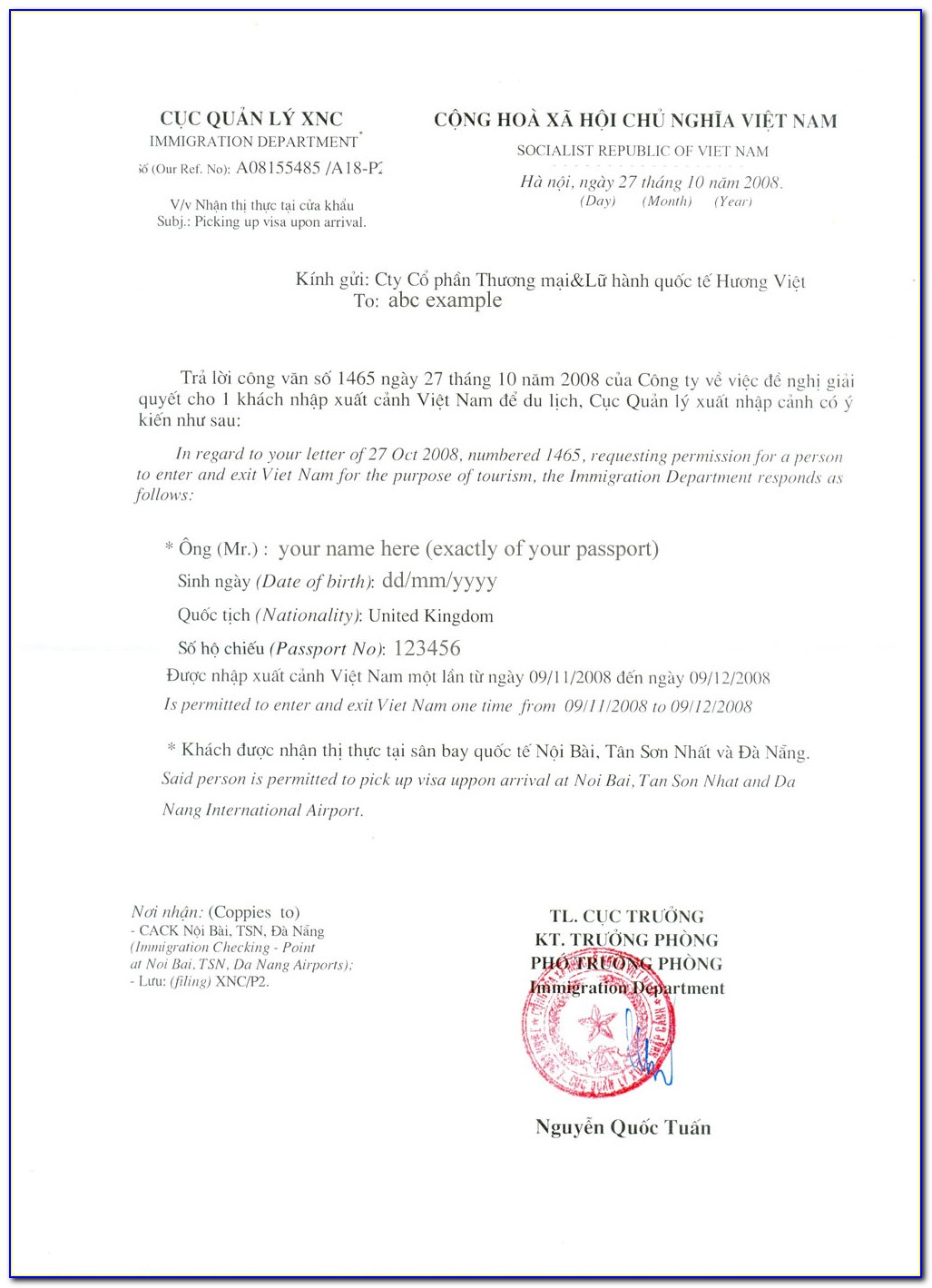 Vietnamese Visa Application Form 2017