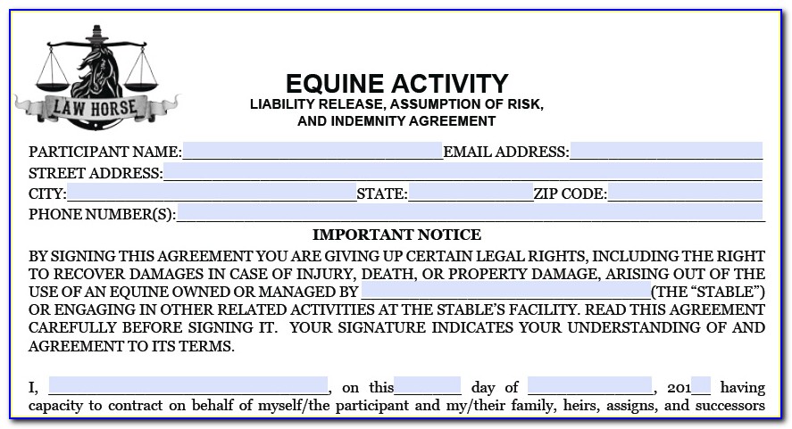 Virginia Equine Liability Release Form