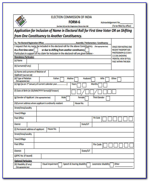 Vote Application Form Uk