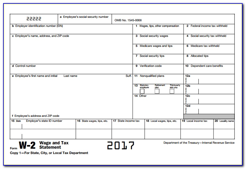 W2 Form Federal Income Tax Withheld Blank