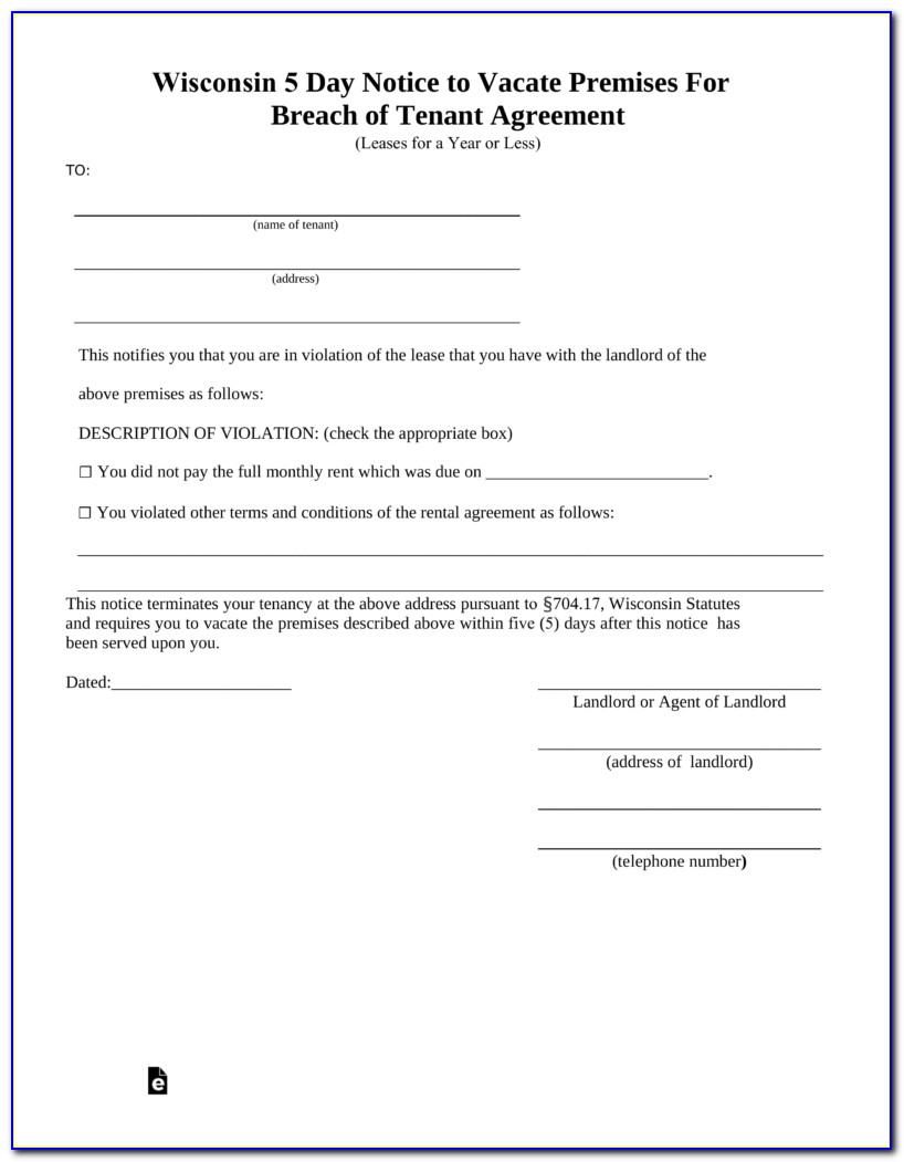 Wisconsin Eviction Notice Form Free