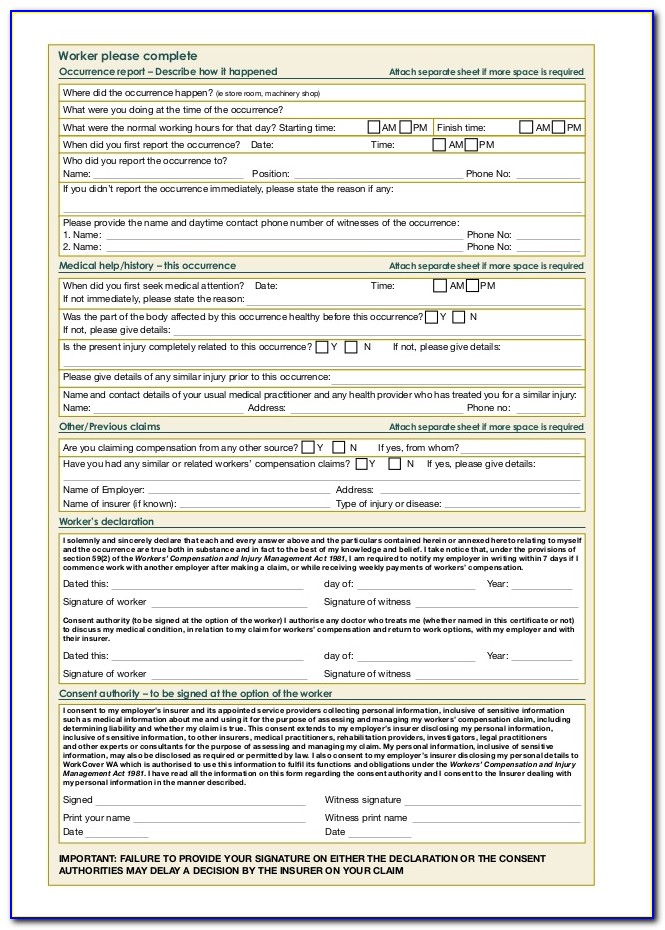 Workers Compensation Claim Forms California