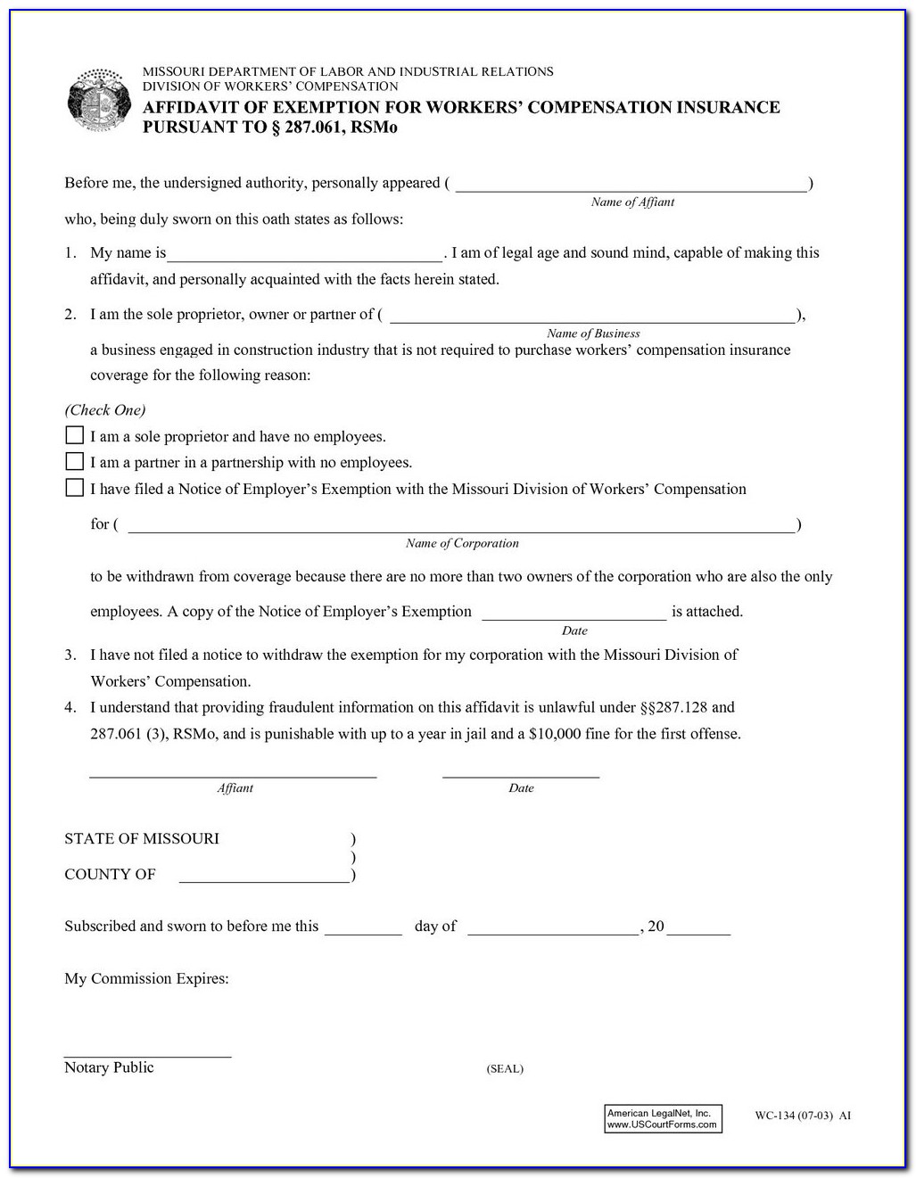 Workers Compensation Waiver Form For Independent Contractors Texas