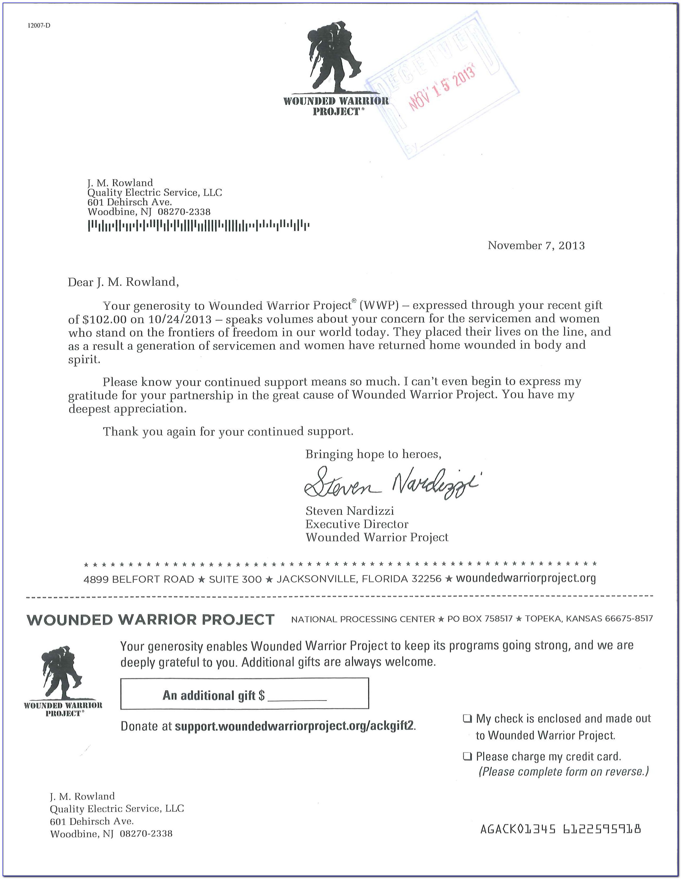Wounded Warrior Project Online Donation Form