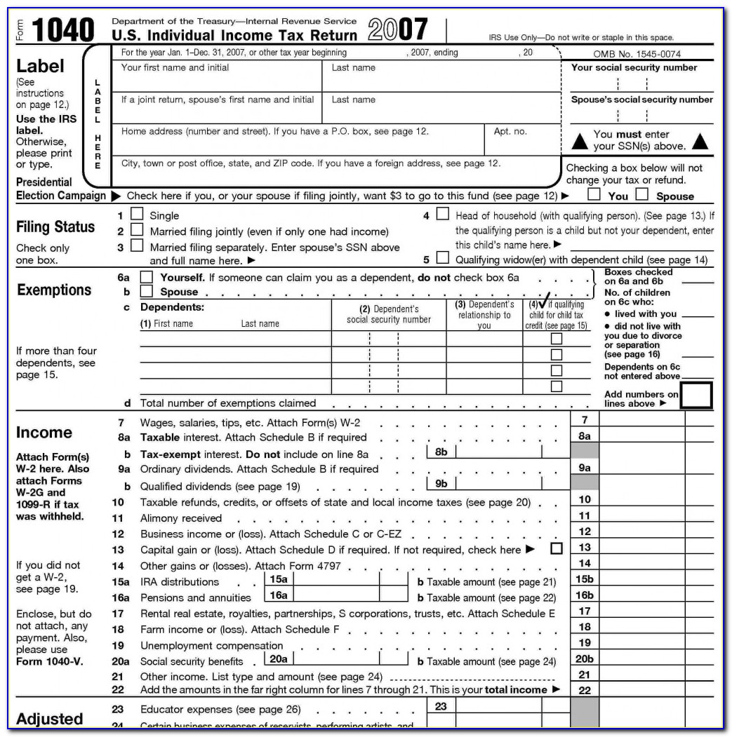 1040 Tax Form 2009
