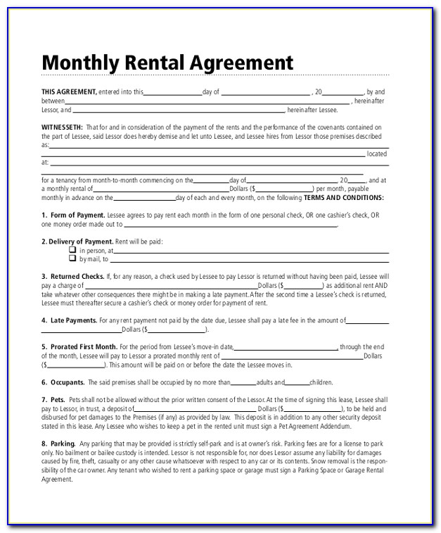 11 Month Rent Agreement Format
