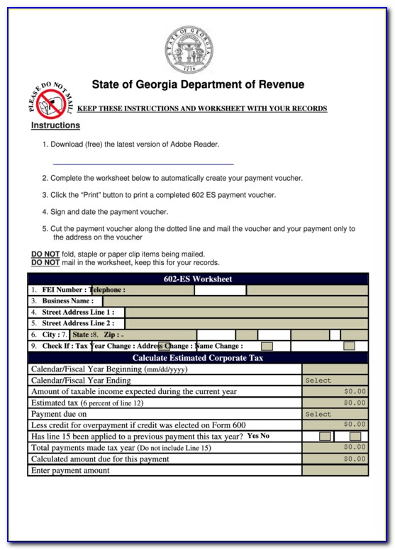 2014 Ga Tax Form