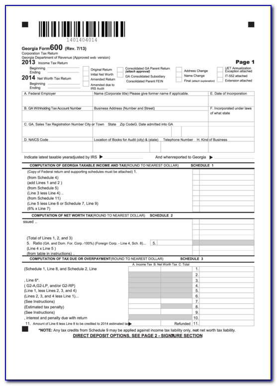 2014 Georgia Tax Forms