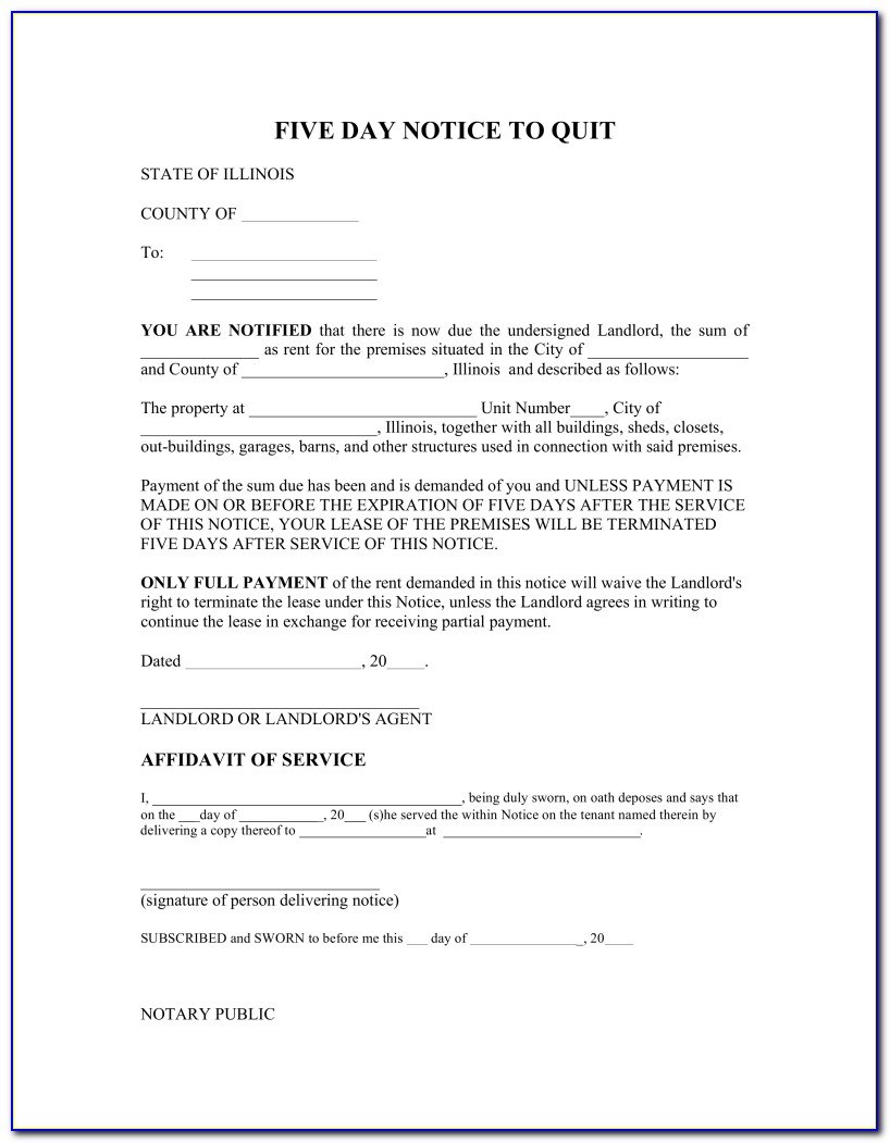 5 Day Eviction Notice Illinois Form