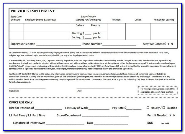 99 Cent Store Application Online Print Out
