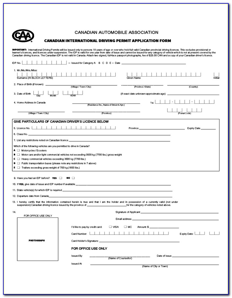 Aaa International Driver's License Application Form