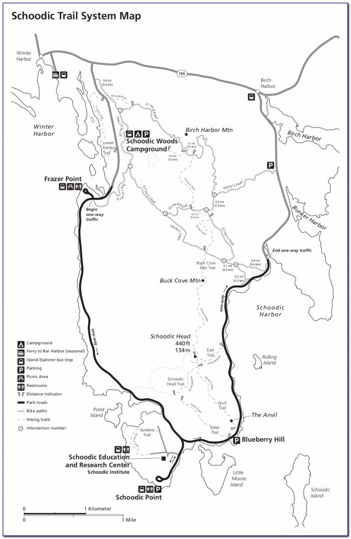 Acadia National Park Hikes Map