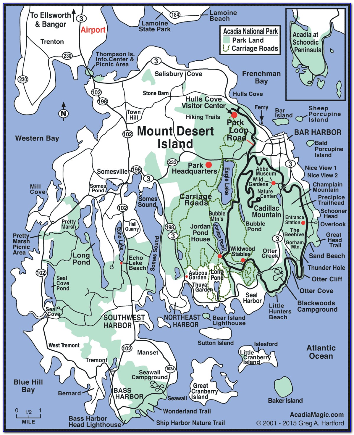 Acadia National Park Hiking Trail Map