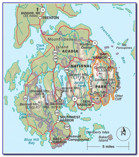 Acadia National Park Trails Map