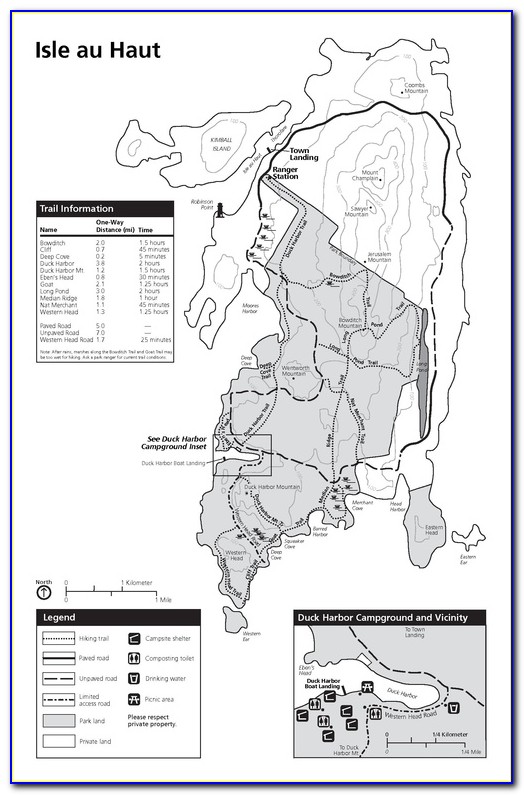 Acadia National Park Waterproof Trail Map Maine