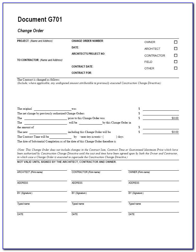 Aia Change Order Form Free
