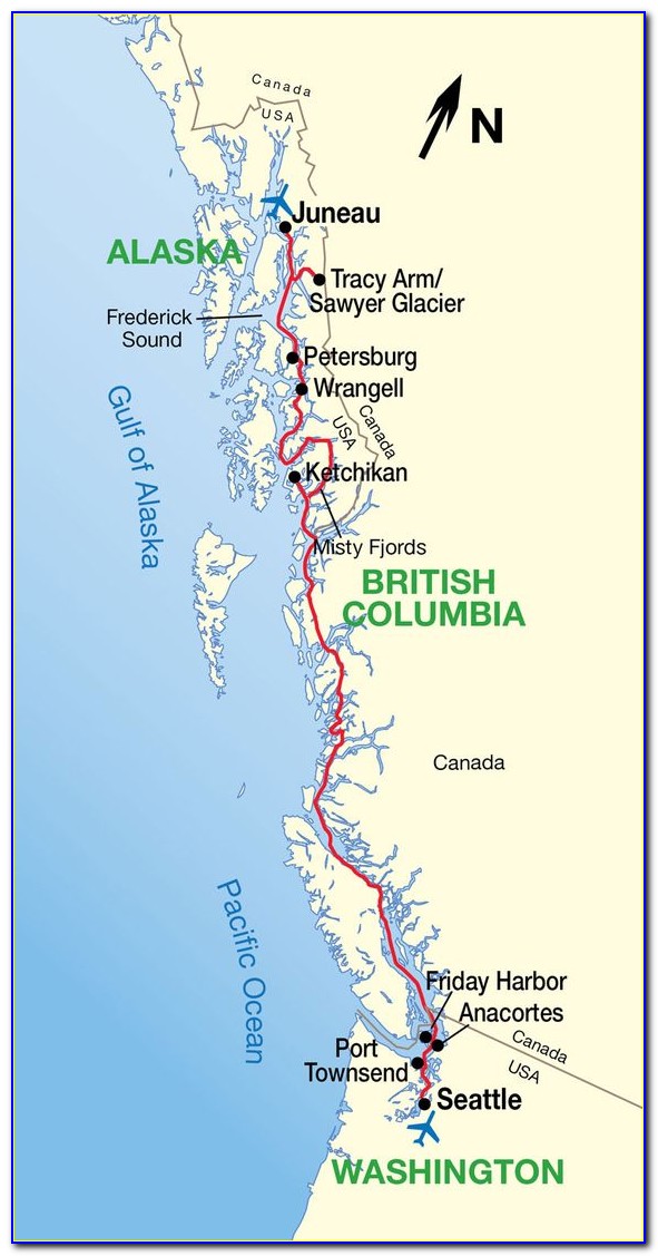 Alaska Inside Passage Cruise Route Map