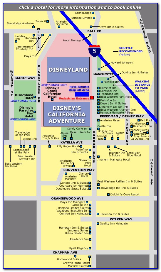 Anaheim Hotel Map Disneyland
