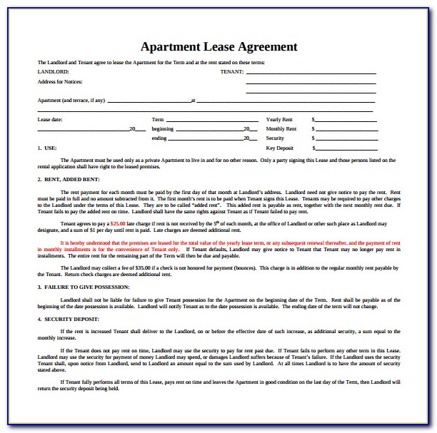 Apartment Lease Agreement Form Nj