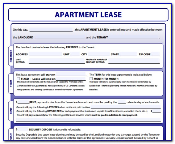Apartment Lease Agreement Forms