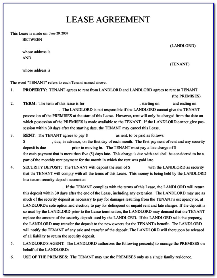 Apartment Lease Contract Sample
