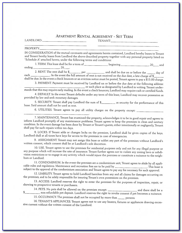 Apartment Lease Forms Ny