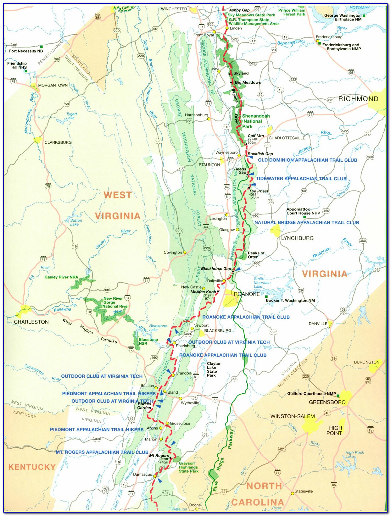 Appalachian Trail Map Virginia