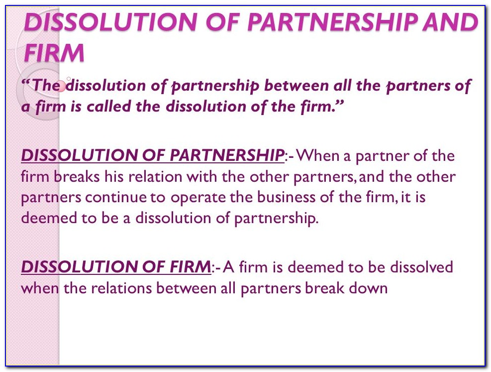 Application Form For Dissolution Of Partnership Firm