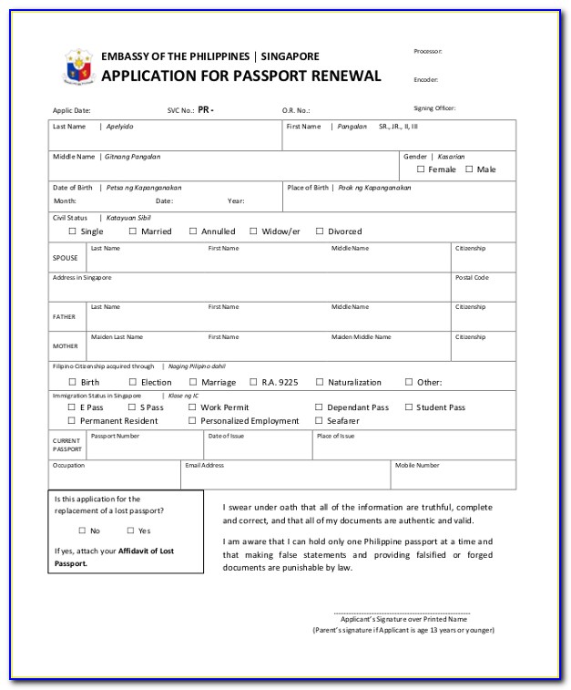 Application Form Renewal Philippine Passport