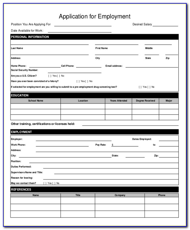 Application Form Template Free