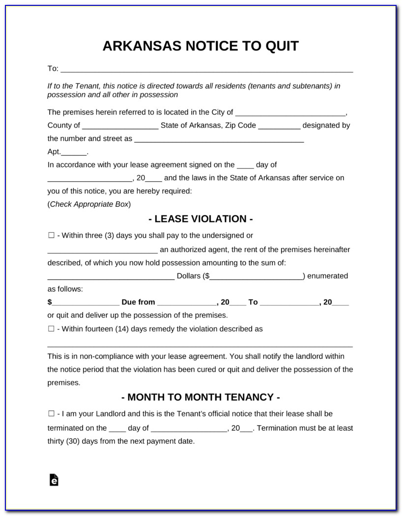 Arkansas Eviction Notice Form